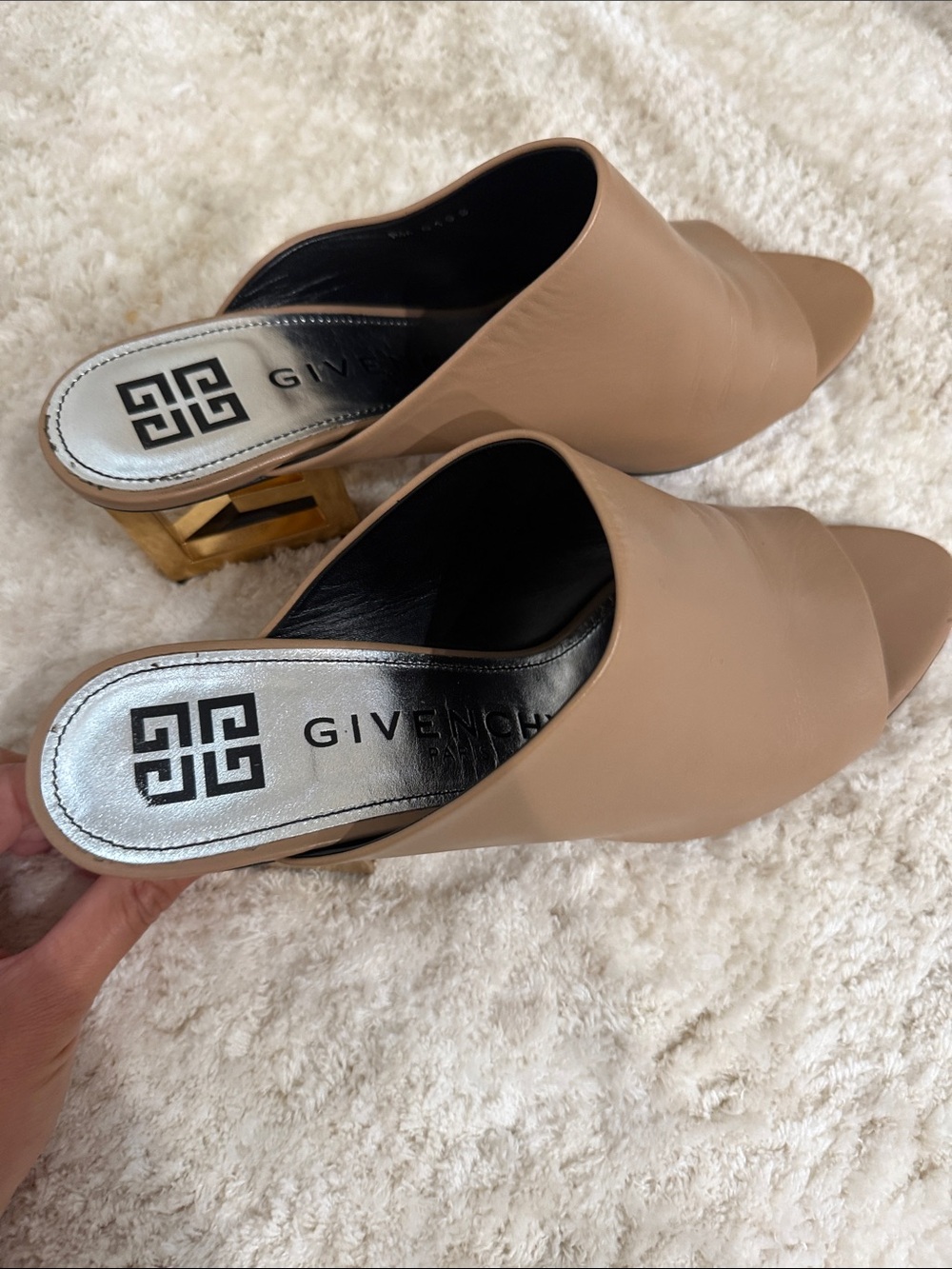 Givenchy Beige Leather Open-Toe Slide Mules View 2